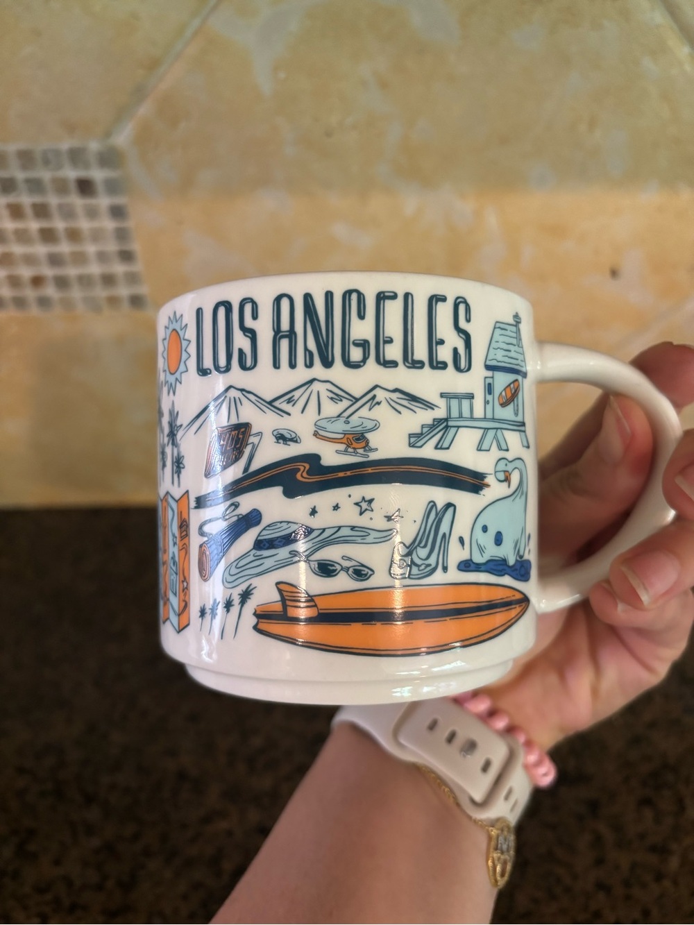 Starbucks Los Angeles Have been there  Coffee Mug with Orange and Blue Graphics